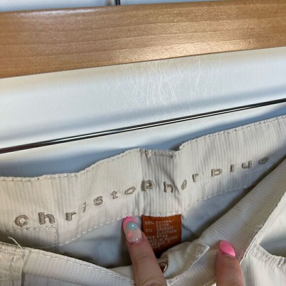 Christopher Blue Cropped Straight Leg Pants Capri pale khaki women’s size 10 - Picture 4 of 12